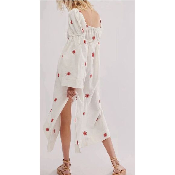 FREE PEOPLE Women’s White Emory Embroidered Boho Midi Dress Size Small - Picture 3 of 8